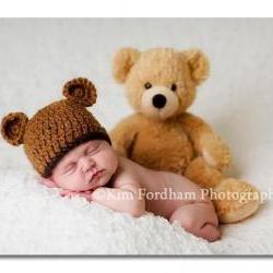 Crochet baby beanie hat - Newborn baby bear hat - Crochet baby hat - Bear hat - Photo prop -
